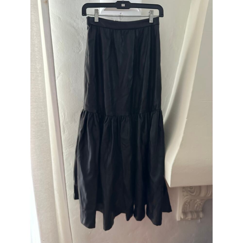 STAUD Orchid Vegan Leather Midi Skirt 4